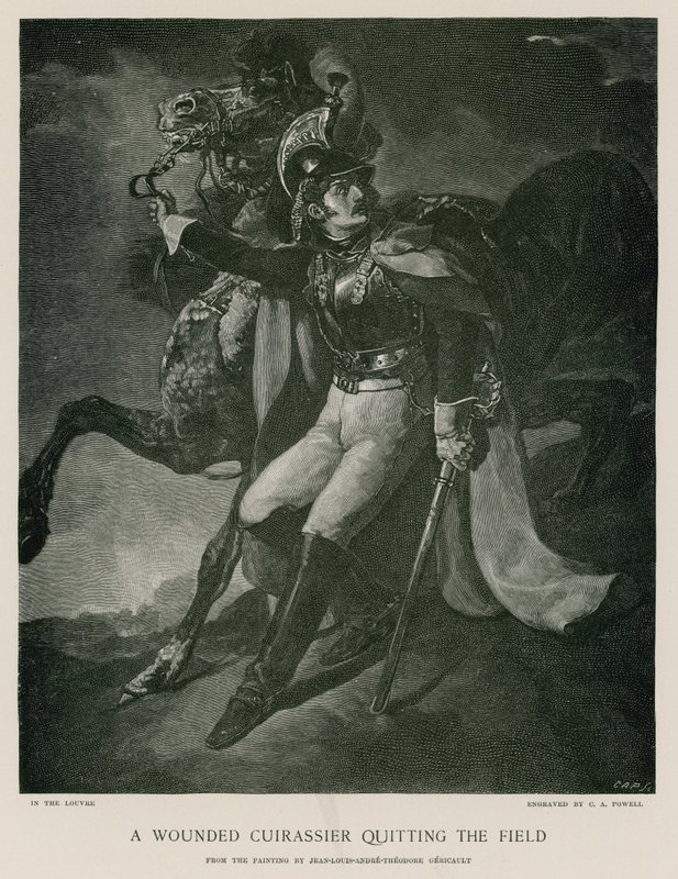 En såret kurasser forlader banen af Theodore Gericault