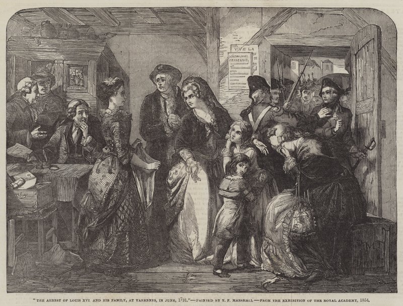 Arrestationen af Ludvig XVI og hans familie i Varennes af Thomas Falcon Marshall