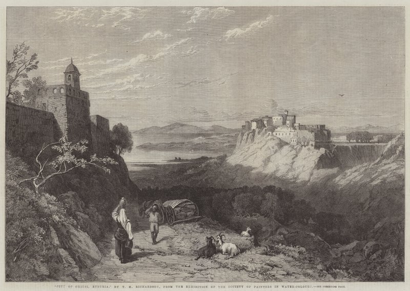 Byen Chiusi, Etrurien af Thomas Miles II Richardson