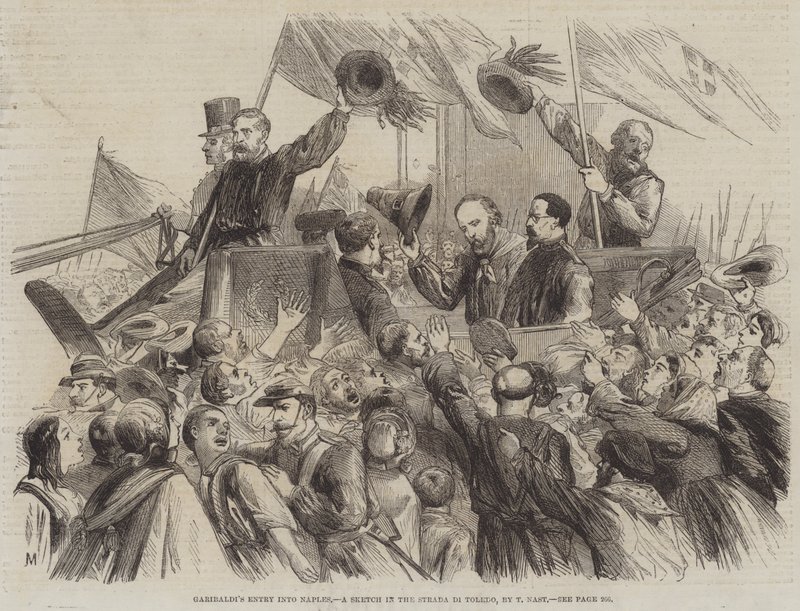 Garibaldis indtog i Napoli, en skitse i Strada di Toledo af Thomas Nast