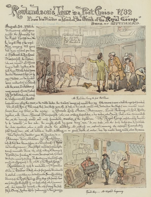 Rowlandsons tur i en postchais, 1782 (chromolitho) af Thomas Rowlandson