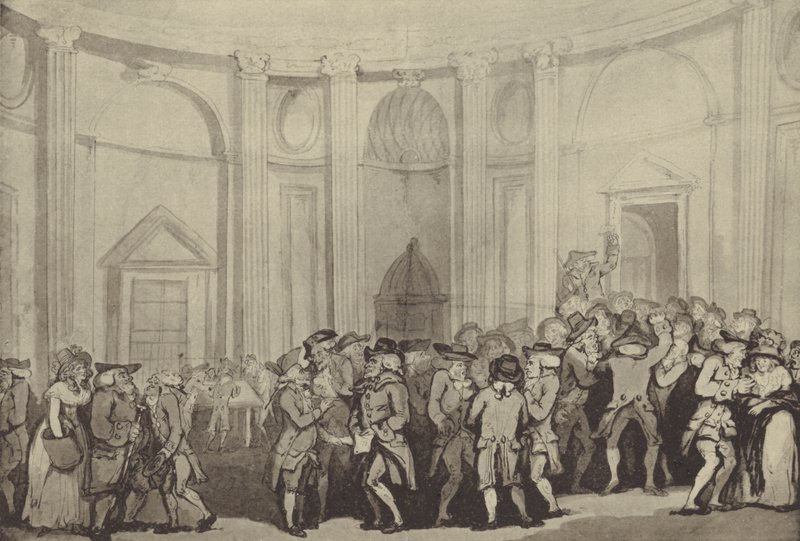 Sir Robert Taylors Rotunda, Bank of England, når det bruges som børs af Thomas Rowlandson
