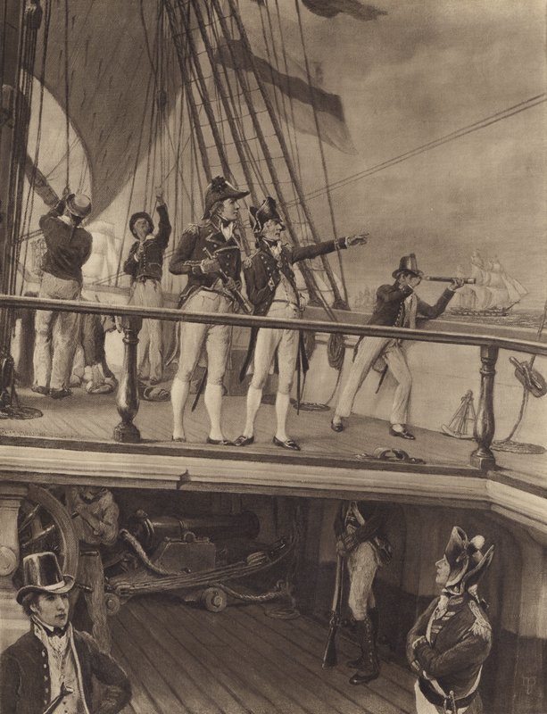 Nelsons jagt efter den franske flåde, 1805 af Thomas after Davidson