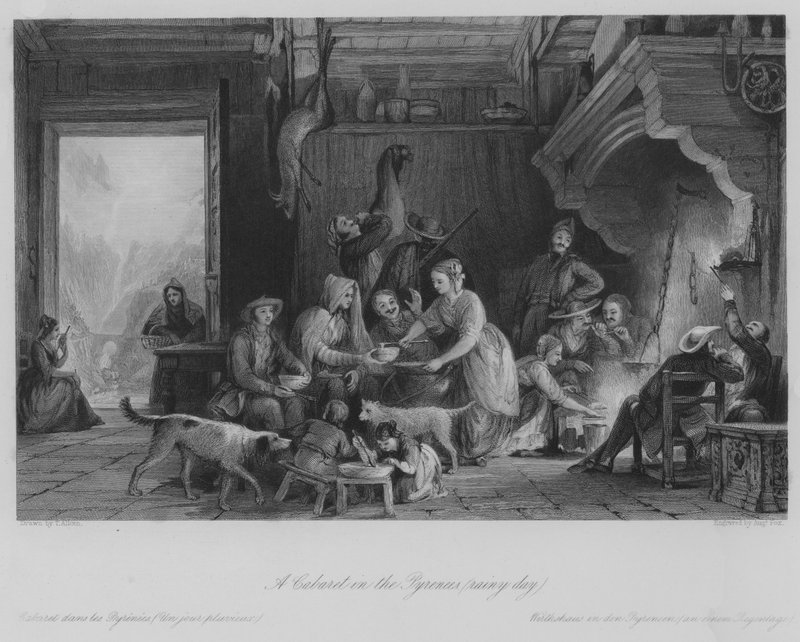 En kabaret i Pyrenæerne (regnvejr) (gravering) af Thomas (after) Allom