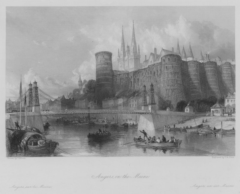 Angers, on the Maine (gravering) af Thomas (after) Allom