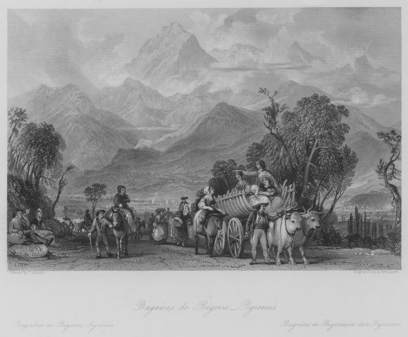 Bagneres de Poigorre, Pyrenæerne (gravering) af Thomas (after) Allom