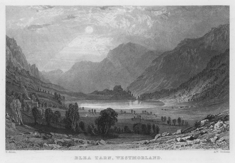 Blea Tarn, Westmorland (gravering) af Thomas (after) Allom