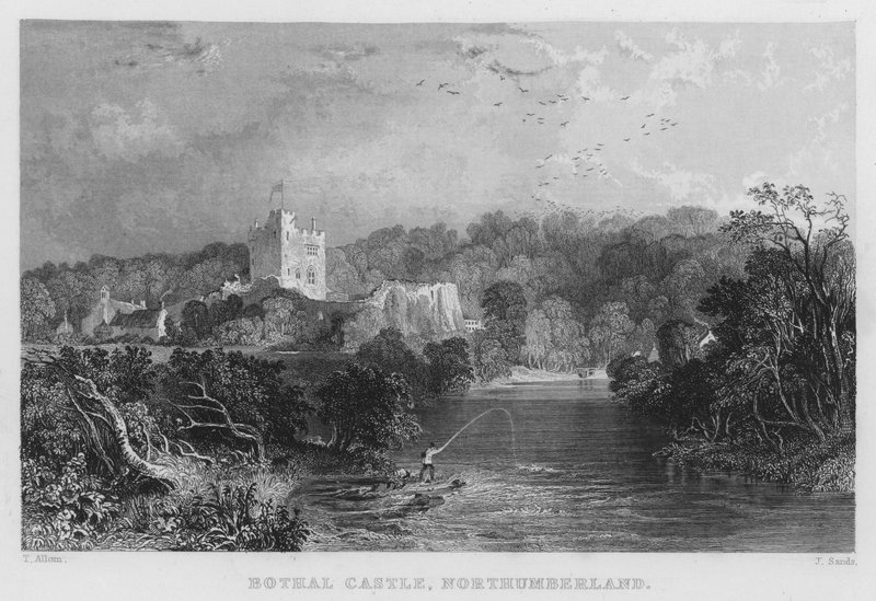 Bothal Castle, Northumberland (gravering) af Thomas (after) Allom