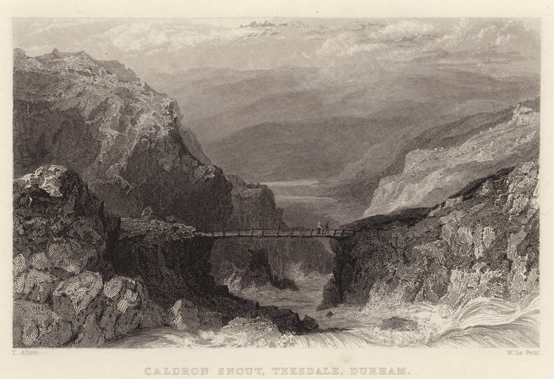 Caldron Snout, Teesdale, Durham (gravering) af Thomas (after) Allom