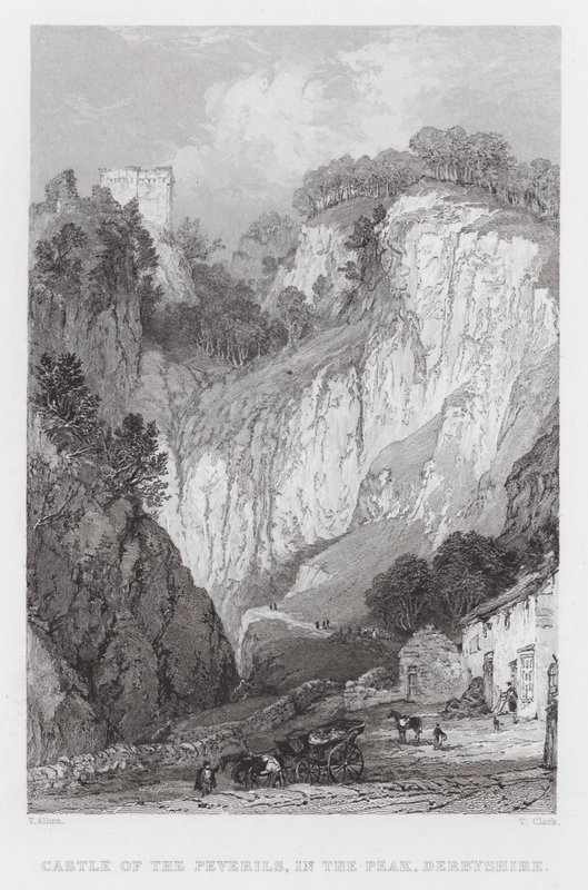 Castle of the Peverils, in the Peak, Derbyshire (gravering) af Thomas (after) Allom