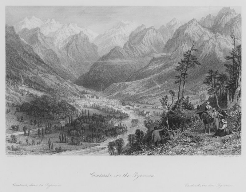 Cauterets, i Pyrenæerne (gravering) af Thomas (after) Allom