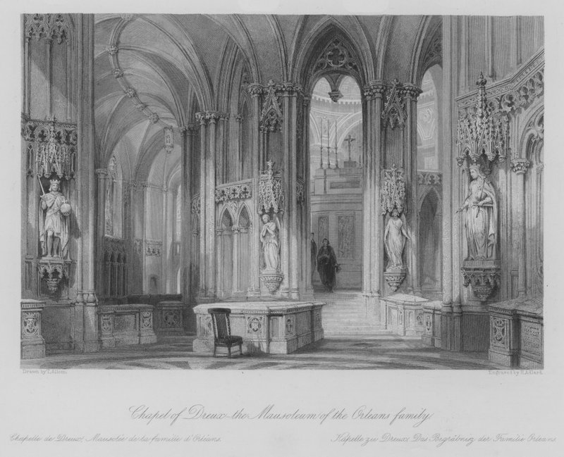 Kapellet i Dreux, Mausoleet for familien Orleans (gravering) af Thomas (after) Allom
