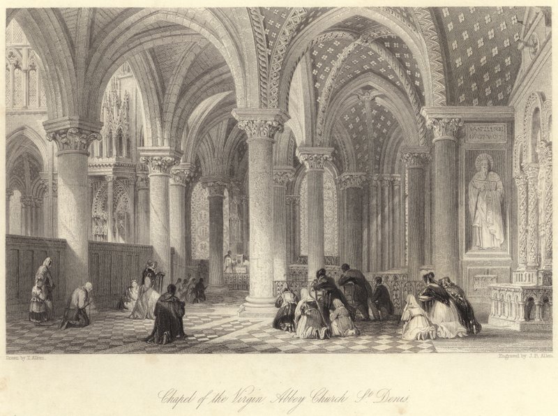 Chapel of the Virgin Abbey Church, St. Denis (gravering) af Thomas (after) Allom