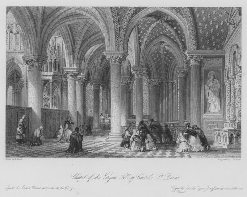 Jomfruens kapel, Abbey Church, St Denis (gravering) af Thomas (after) Allom