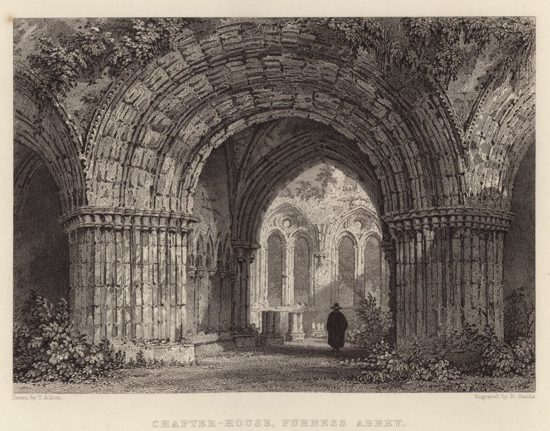 Chapter-House, Furness Abbey (gravering) af Thomas (after) Allom