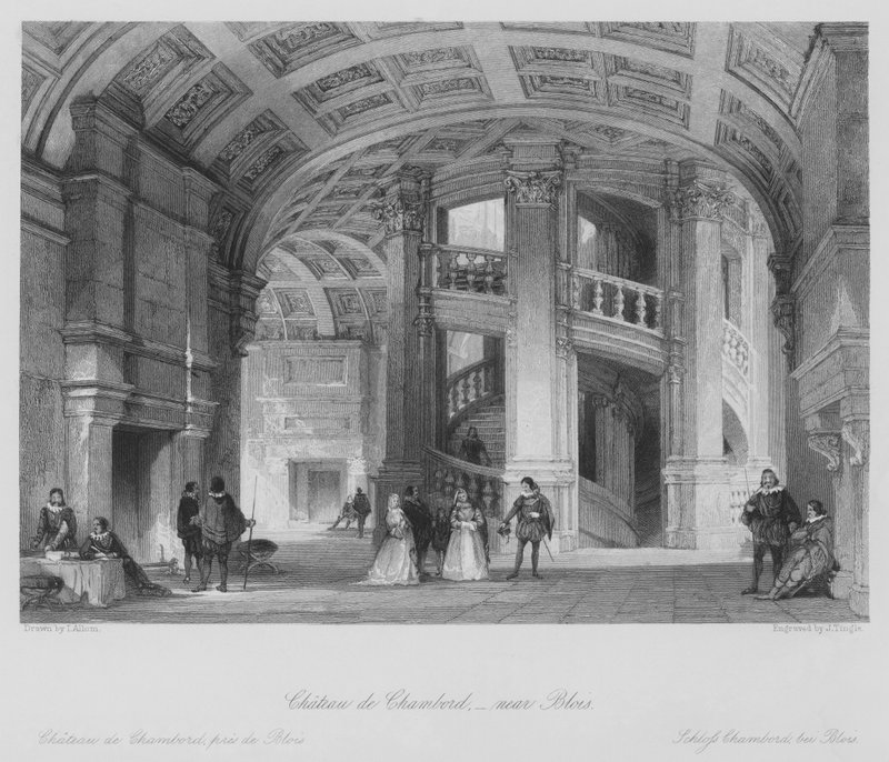 Chateau de Chambord, nær Blois (gravering) af Thomas (after) Allom