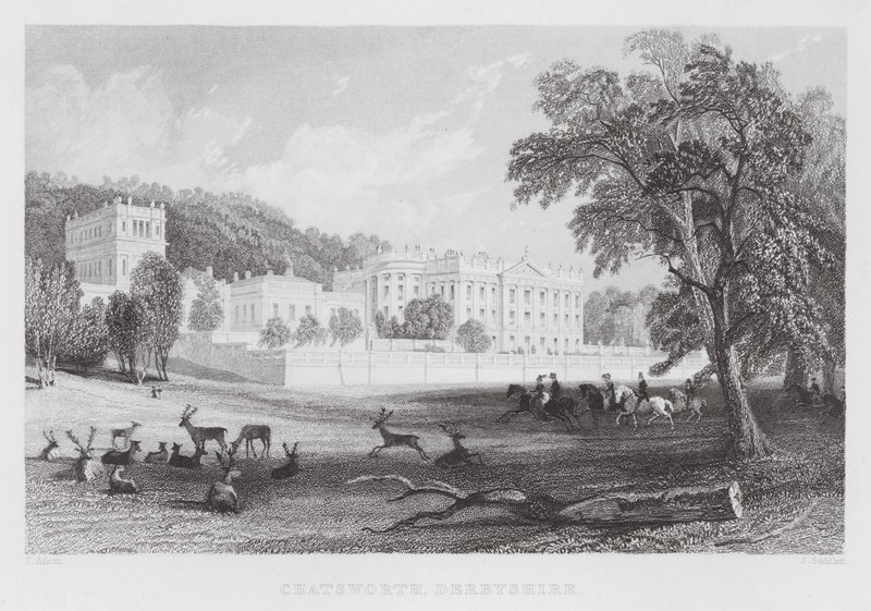 Chatsworth, Derbyshire (gravering) af Thomas (after) Allom