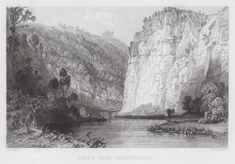 Chee Tor, Derbyshire (gravering) af Thomas (after) Allom
