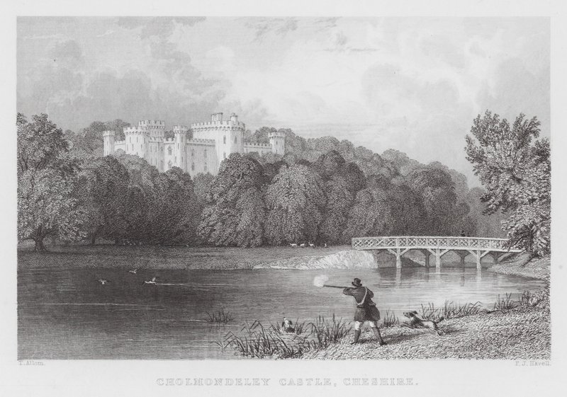 Cholmondeley Castle, Cheshire (gravering) af Thomas (after) Allom