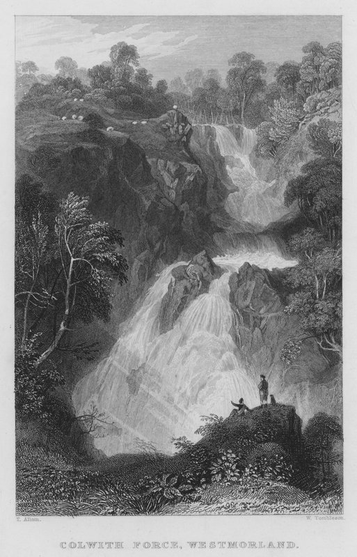 Colwith Force, Westmorland (gravering) af Thomas (after) Allom