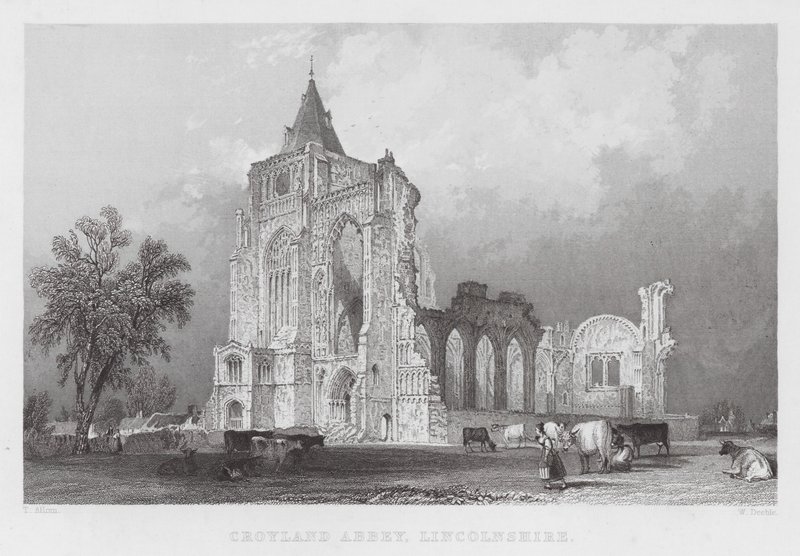 Croyland Abbey, Lincolnshire (gravering) af Thomas (after) Allom