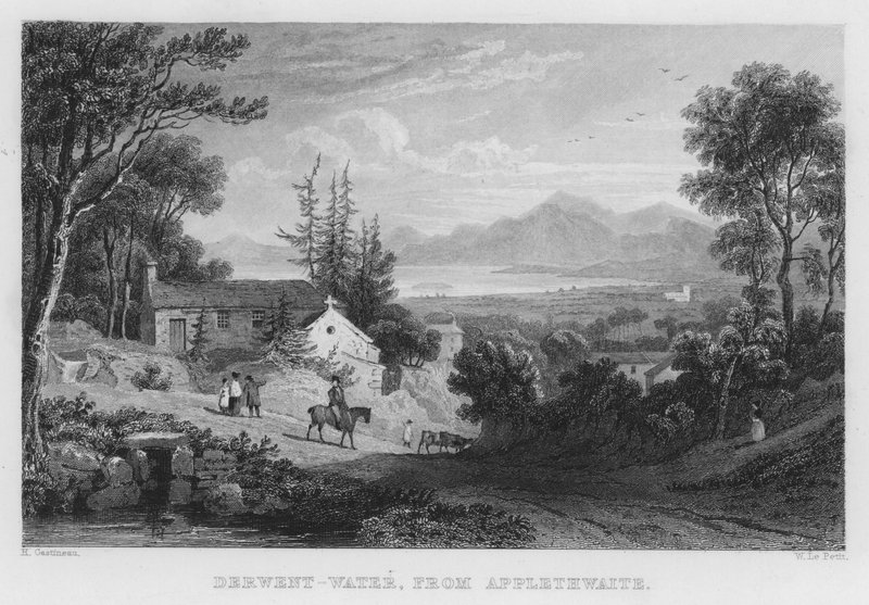 Derwent Water, fra Applethwaite (gravering) af Thomas (after) Allom