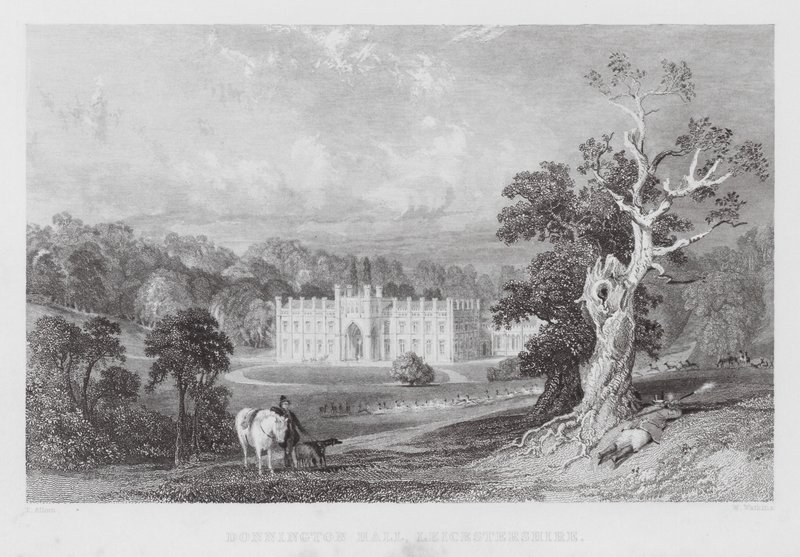 Donnington Hall, Leicestershire (gravering) af Thomas (after) Allom