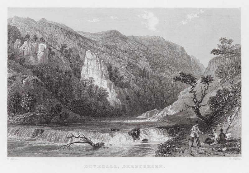 Dovedale, Derbyshire (engraving) af Thomas (after) Allom