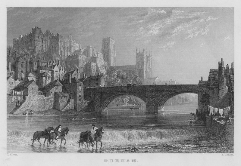Durham (gravering) af Thomas (after) Allom