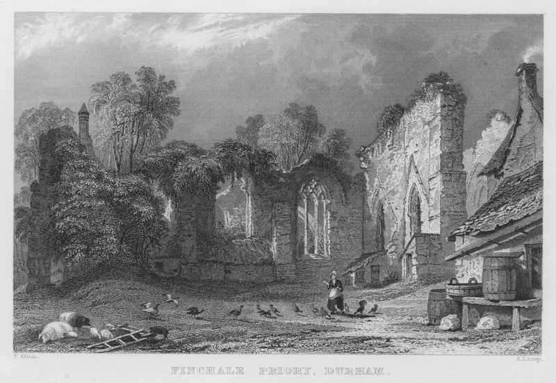 Finchale Priory, Durham (gravering) af Thomas (after) Allom