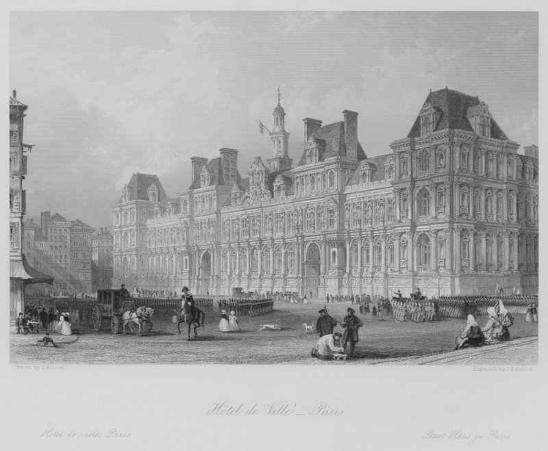 Hotel de Ville, Paris (gravering) af Thomas (after) Allom