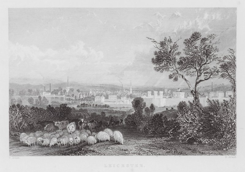 Leicester (gravering) af Thomas (after) Allom
