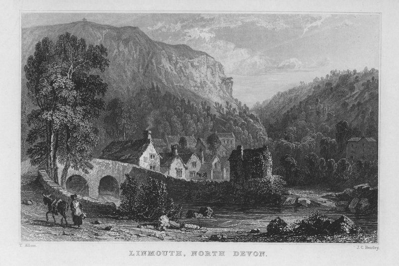 Lynmouth, North Devon (gravering) af Thomas (after) Allom