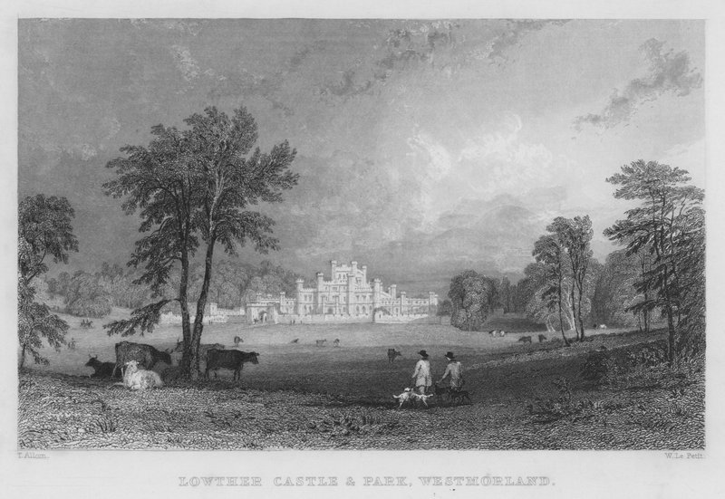 Lowther Castle and Park, Westmorland (gravering) af Thomas (after) Allom