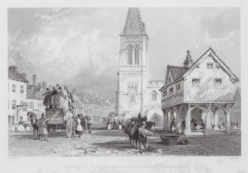 Market Harborough, Leicestershire (gravering) af Thomas (after) Allom