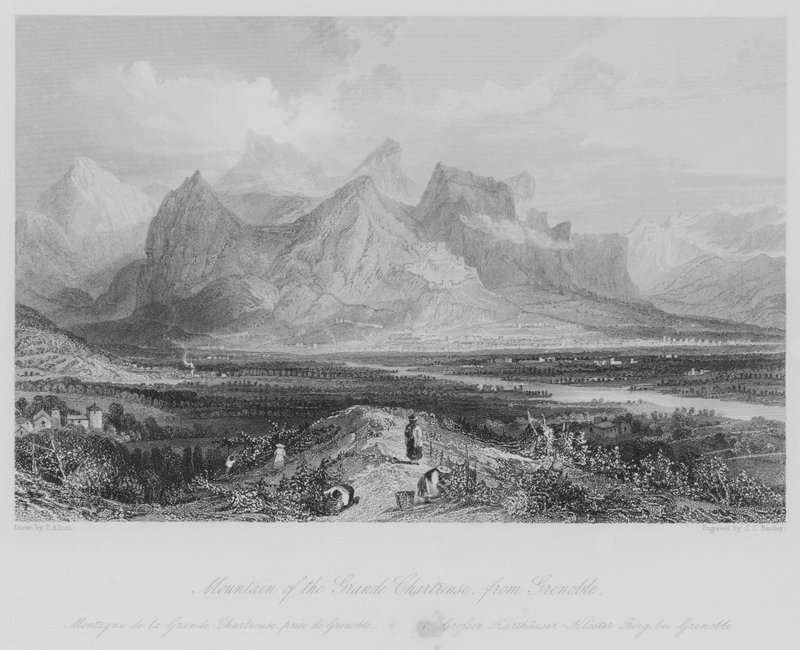Bjerget af Grande Chartreuse, fra Grenoble (gravering) af Thomas (after) Allom
