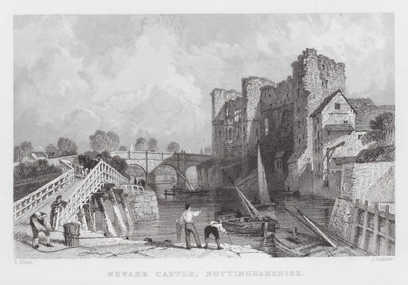 Newark Castle, Nottinghamshire (gravering) af Thomas (after) Allom