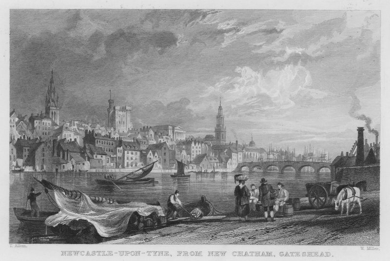 Newcastle-upon-Tyne, fra New Chatham, Gateshead (gravering) af Thomas (after) Allom