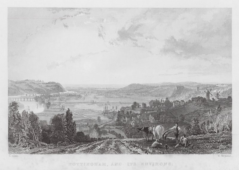 Nottingham og dens omgivelser (gravering) af Thomas (after) Allom