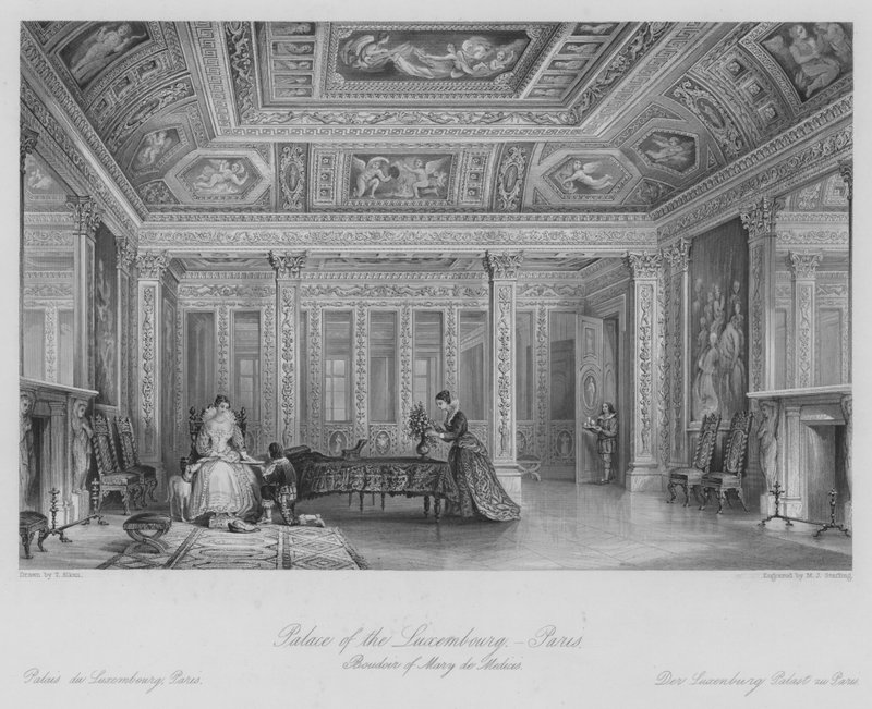 Palace of the Luxembourg, Paris, Boudoir of Mary de Medicis (gravering) af Thomas (after) Allom