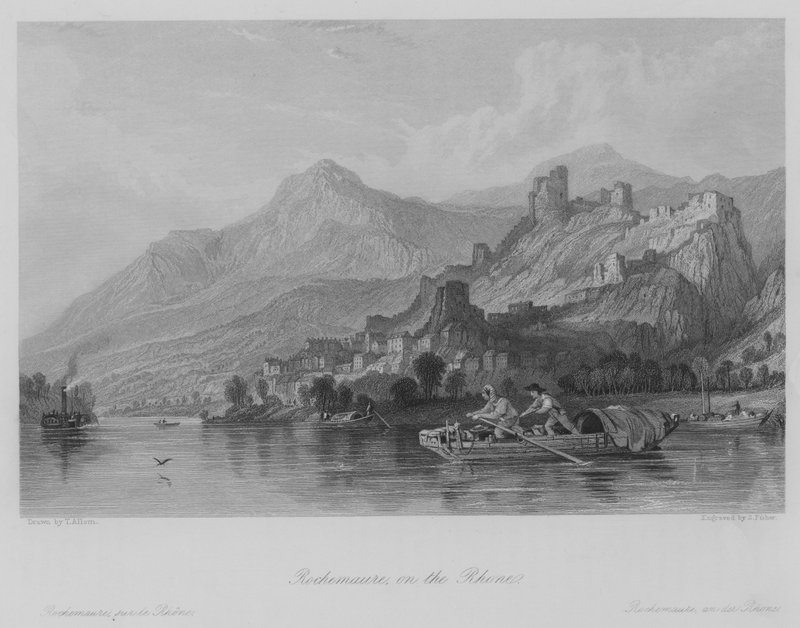 Rochemaure, ved Rhone (gravering) af Thomas (after) Allom