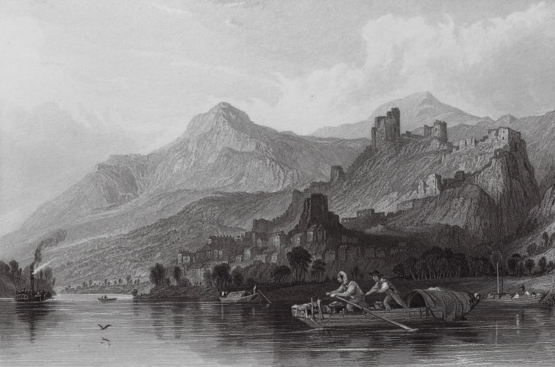 Rochemaure, ved Rhone (kobberstik) af Thomas (after) Allom
