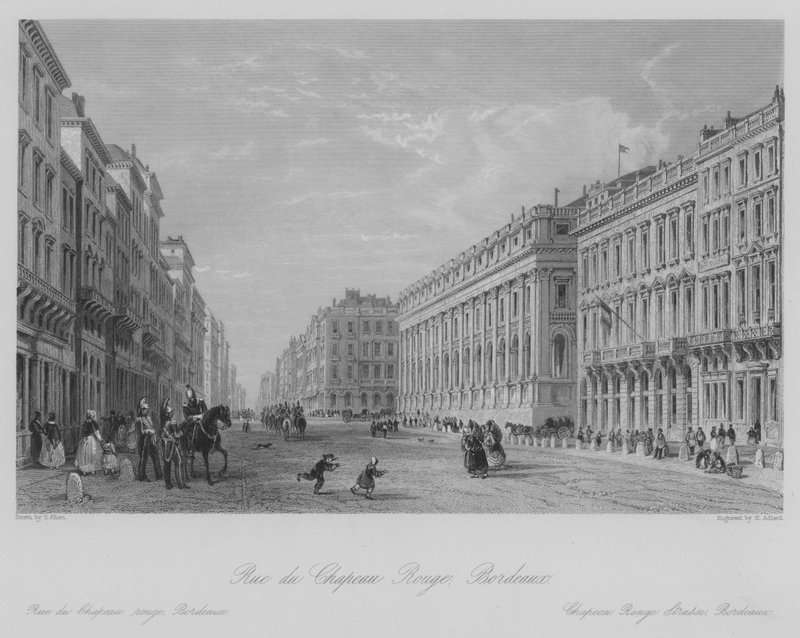 Rue du Chapeau Rouge, Bordeaux (gravering) af Thomas (after) Allom