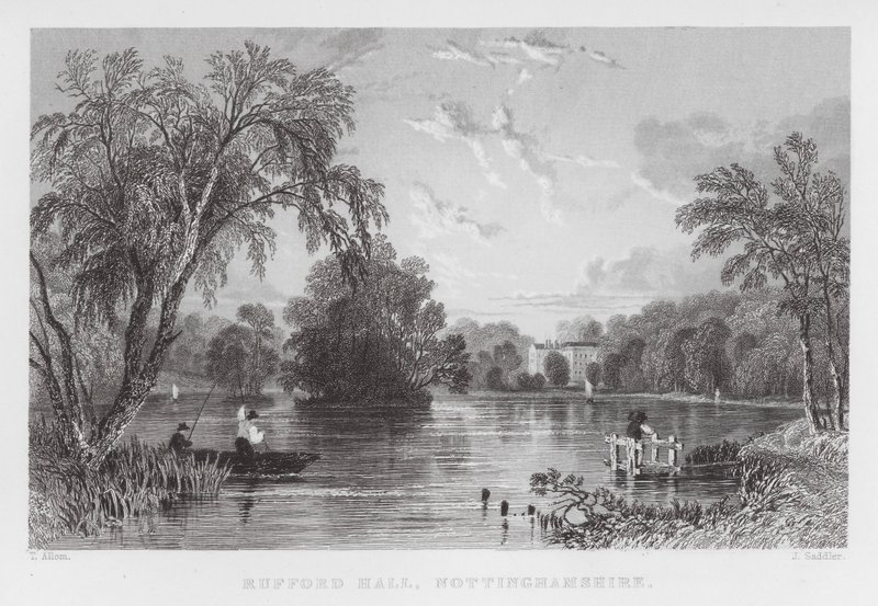 Rufford Hall, Nottinghamshire (gravering) af Thomas (after) Allom