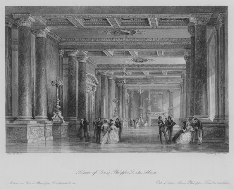 Saloon af Louis Philippe, Fontainbleau (gravering) af Thomas (after) Allom