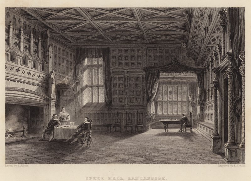 Speke Hall, Lancashire (gravering) af Thomas (after) Allom