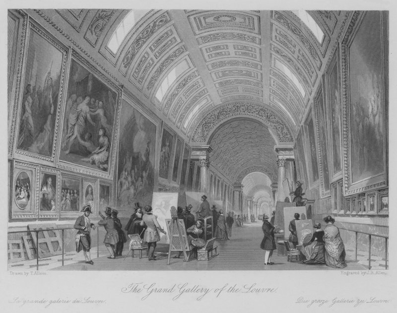The Grand Gallery of the Louvre (gravering) af Thomas (after) Allom