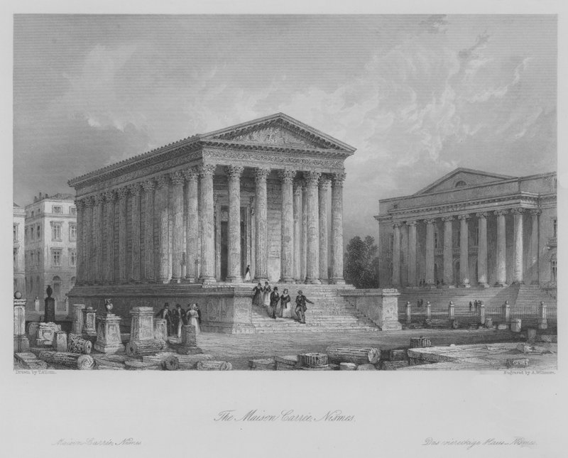 The Maison Carree, Nismes (gravering) af Thomas (after) Allom