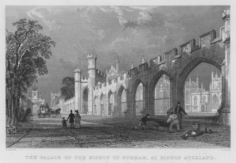 The Palace of the Bishop of Durham, ved Bishop Auckland (gravering) af Thomas (after) Allom