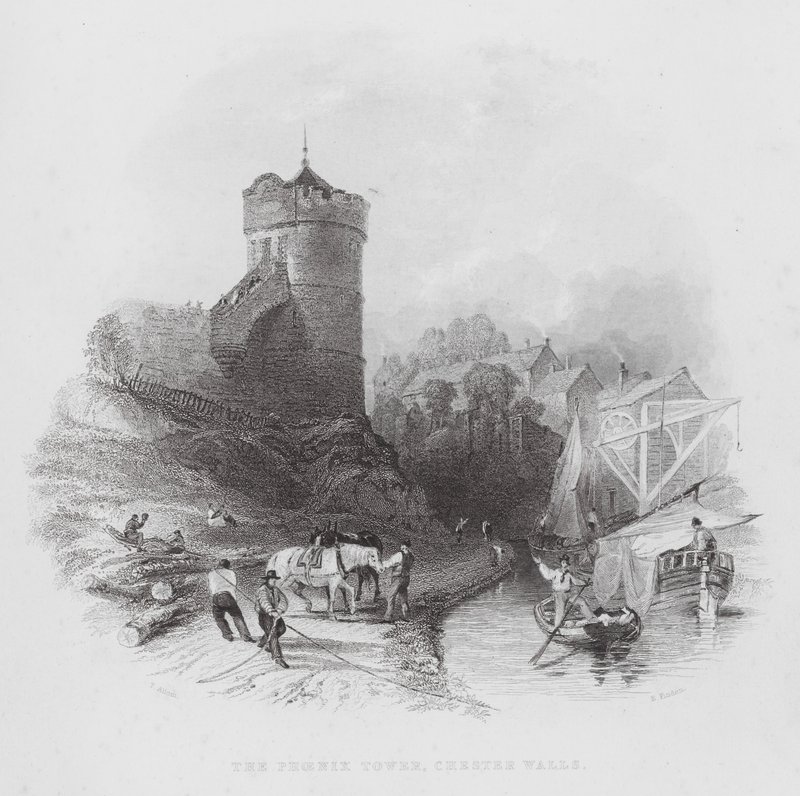 Phoenix Tower, Chester Walls (gravering) af Thomas (after) Allom